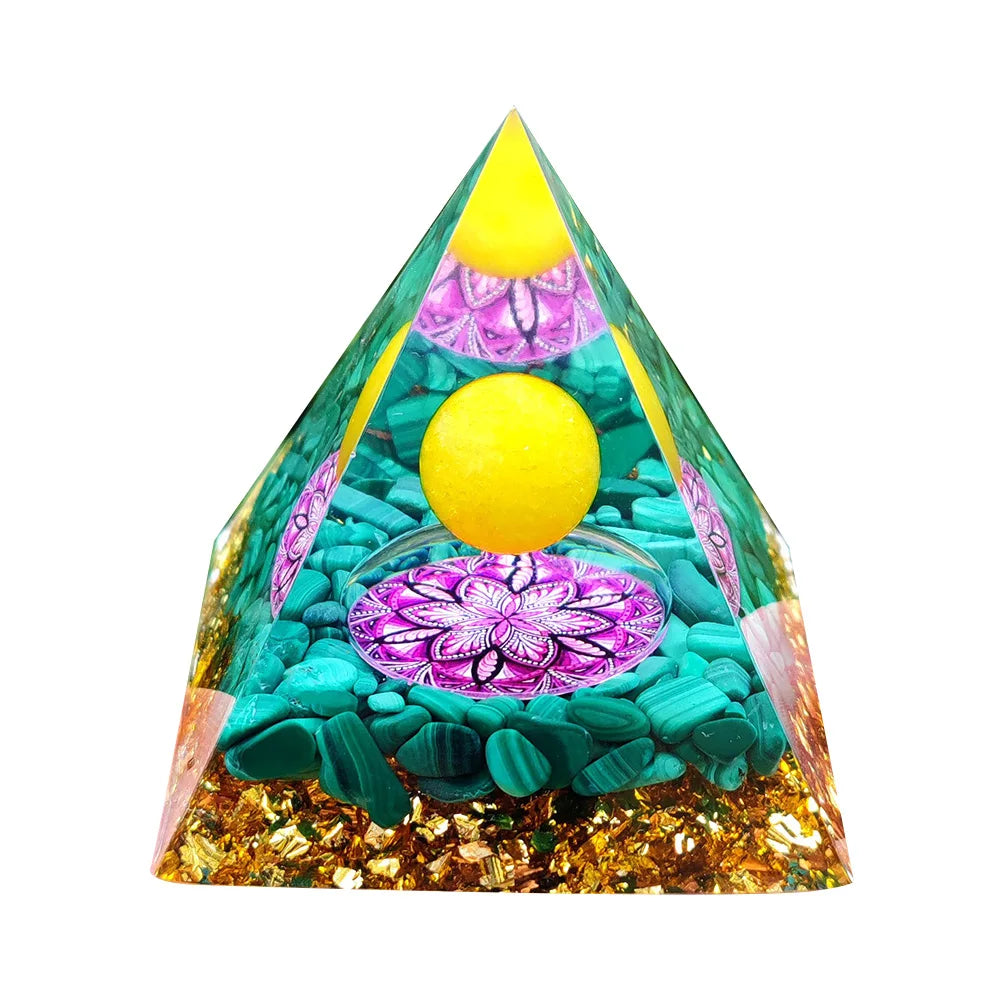 Orgone Pyramid with Natural Gemstone Crystals