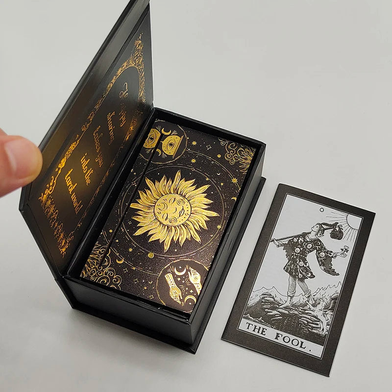 Divinative Gold Foil Tarot Cards With Wooden Card Stand