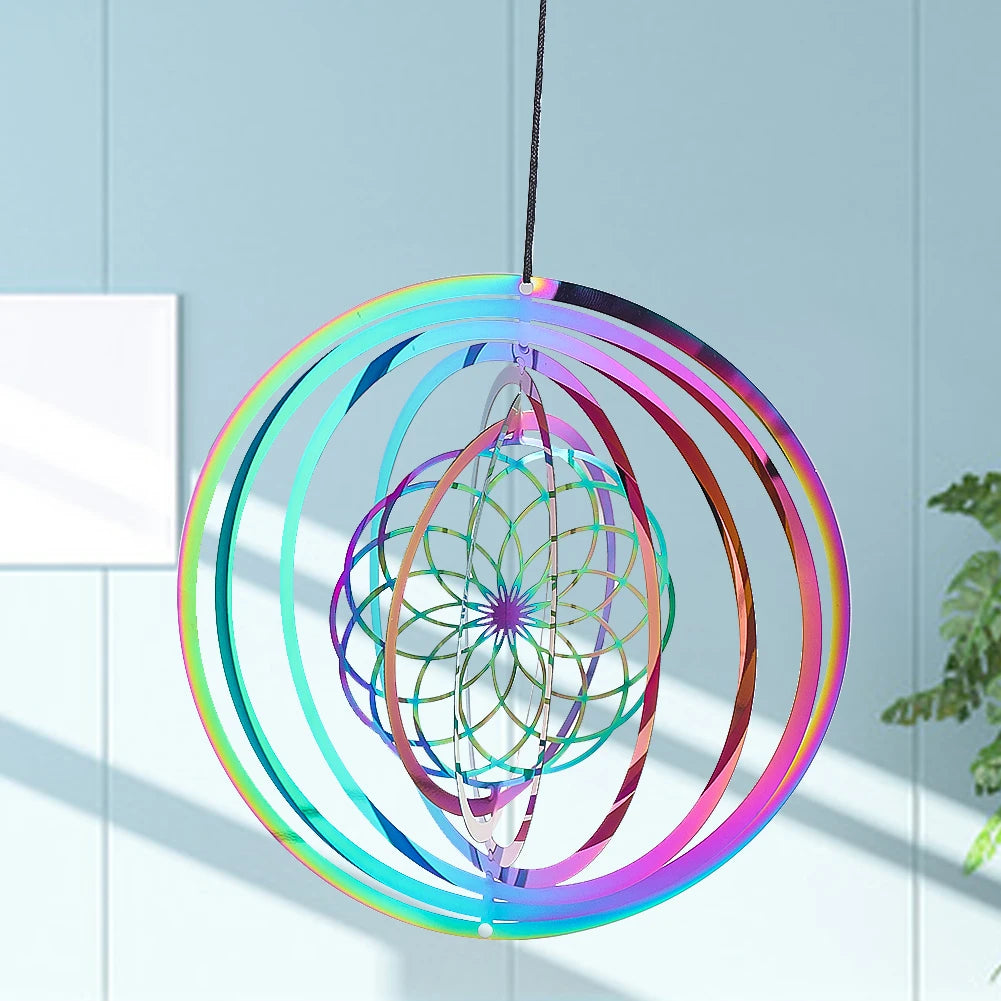 Colorful Mandala Wind Spinner 3D Rotating