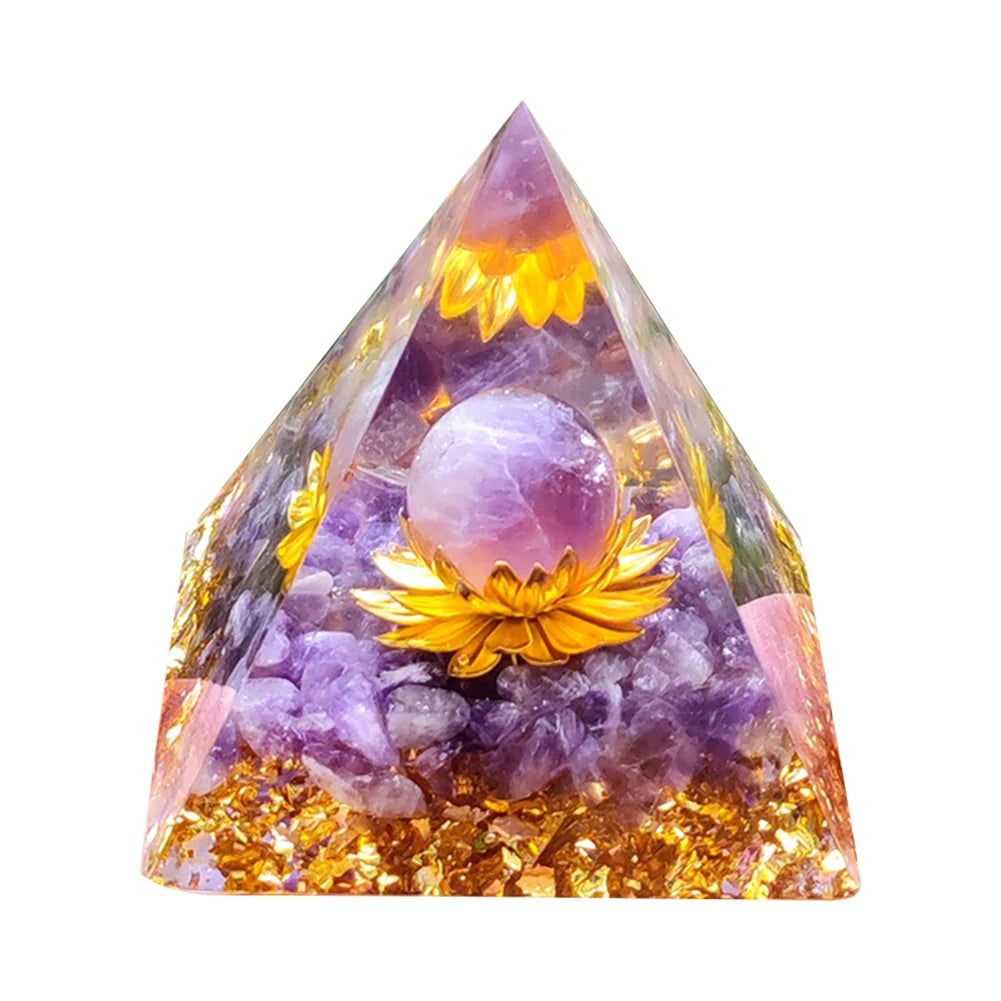 Orgone Pyramid with Natural Gemstone Crystals