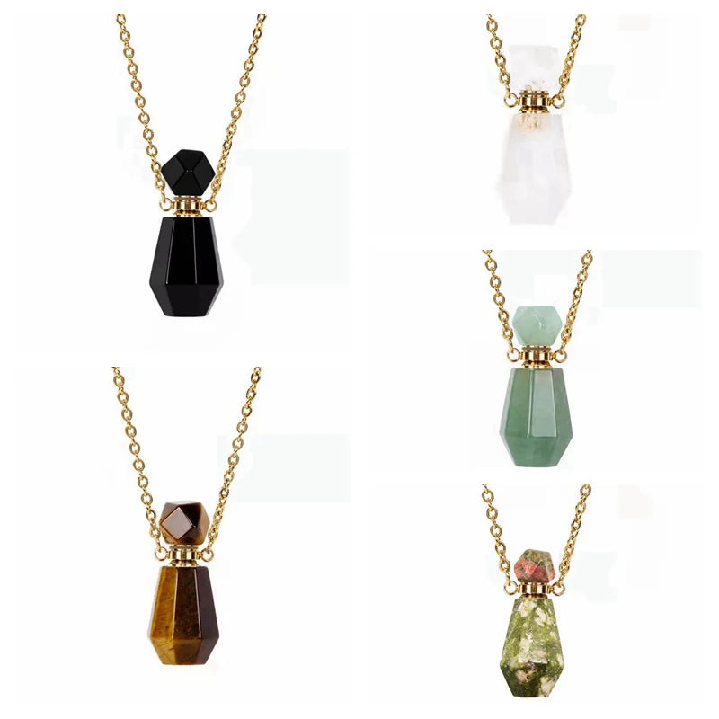 Natural Crystal Perfume Bottle Pendant