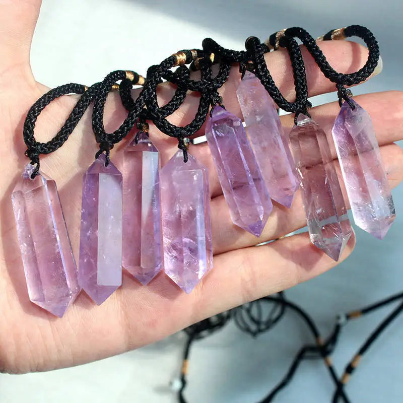 Natural Brazilian Amethyst Quartz Crystal Pendant