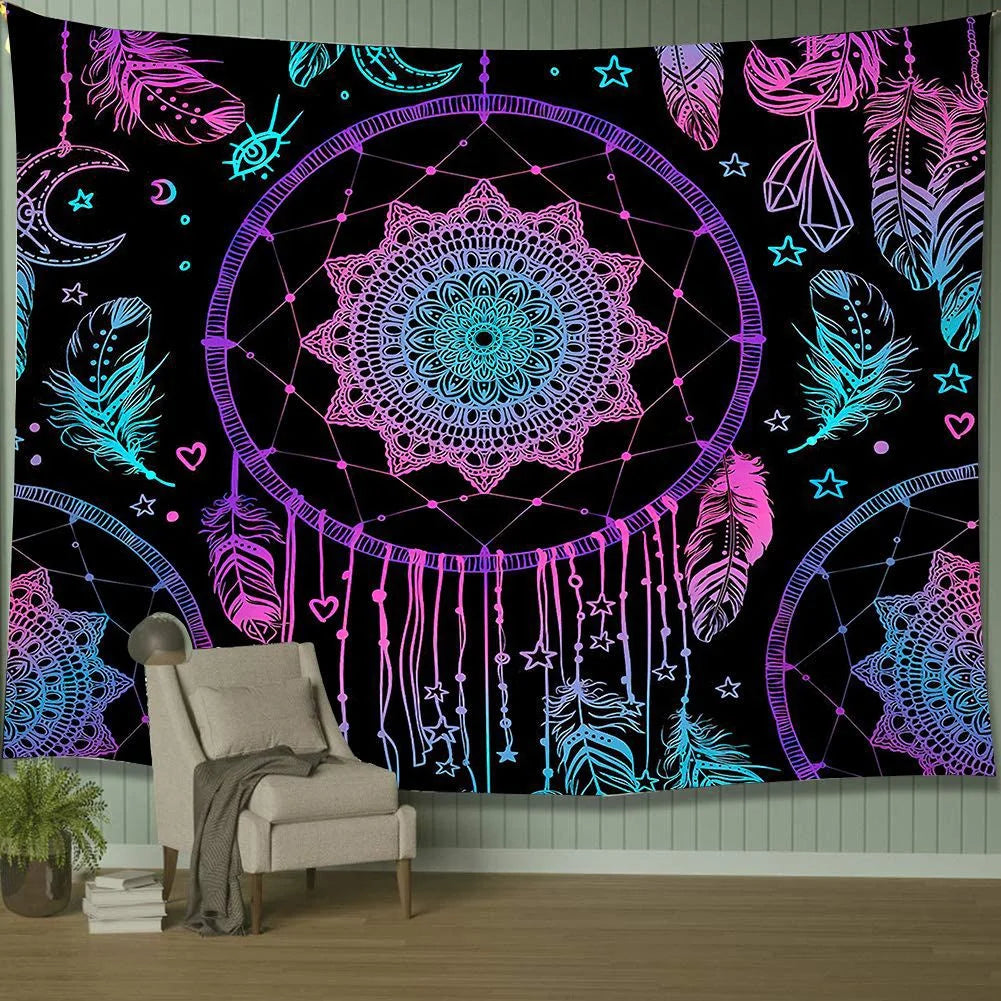 Psychedelic Moon Dreamcatcher Wall Hanging