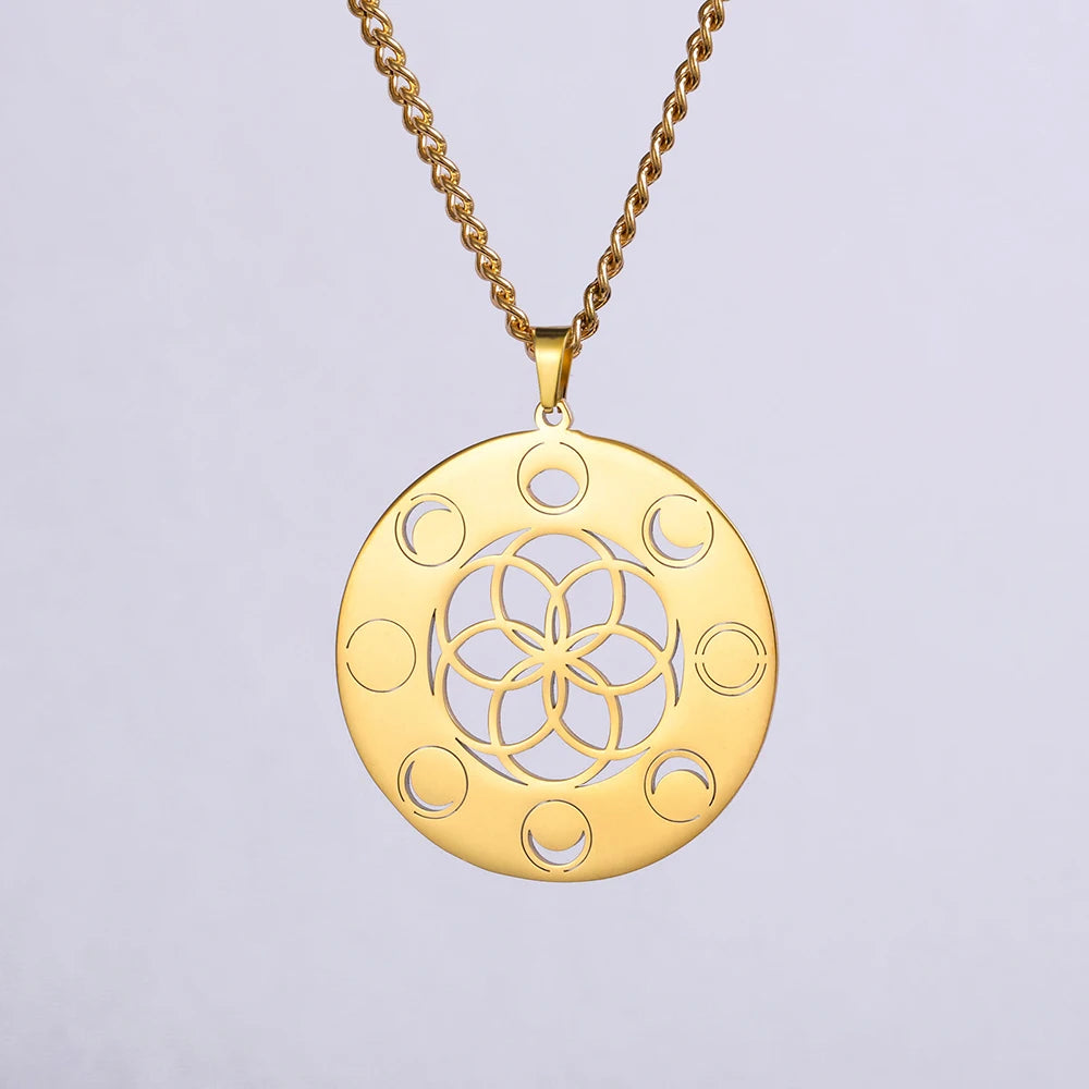 Seed of Life Necklace with Moon Phase