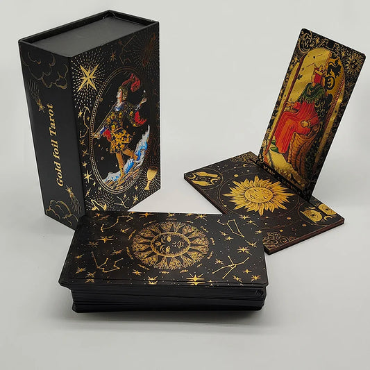 Divinative Gold Foil Tarot Cards With Wooden Card Stand