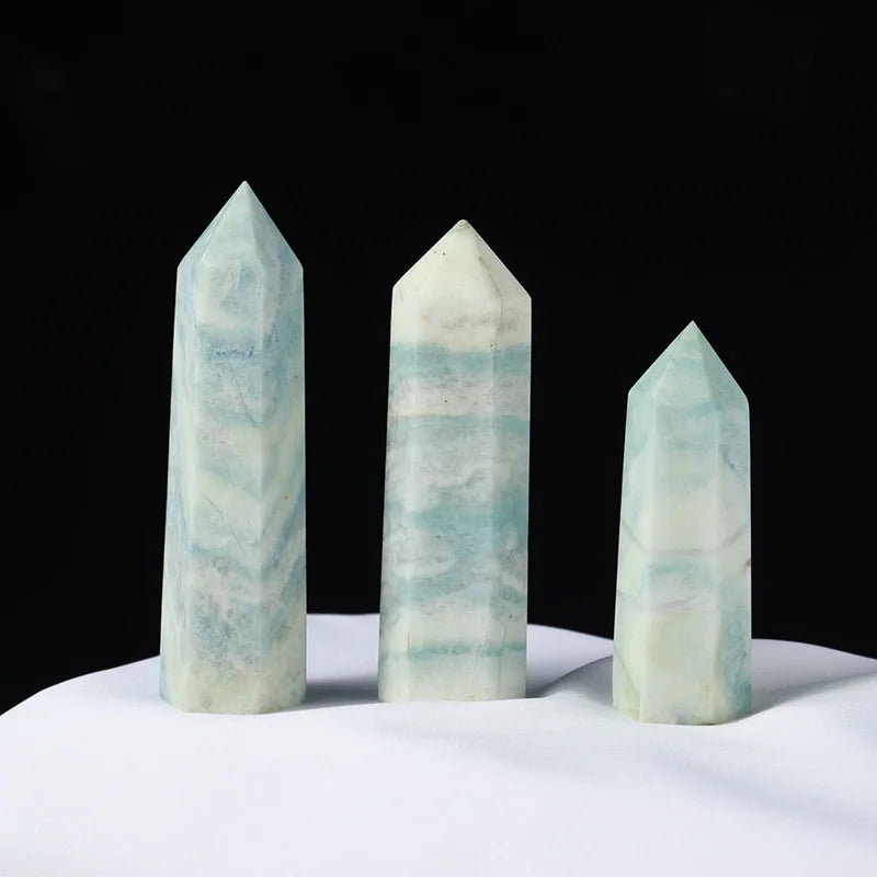 Natural Blue Caribbean Calcite Crystal Point Wand