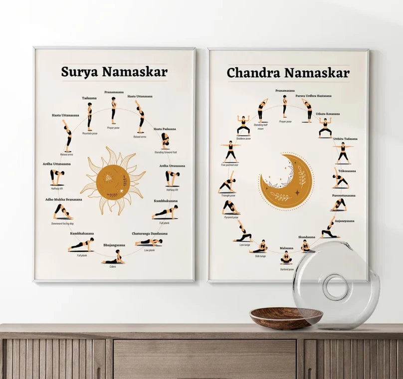 Sun & Moon, Yoga Poses, Seven Charkas Poster