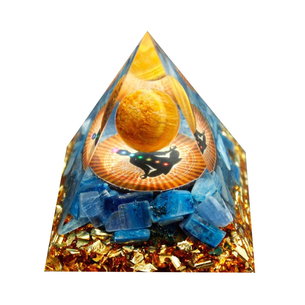 Orgone Pyramid with Natural Gemstone Crystals