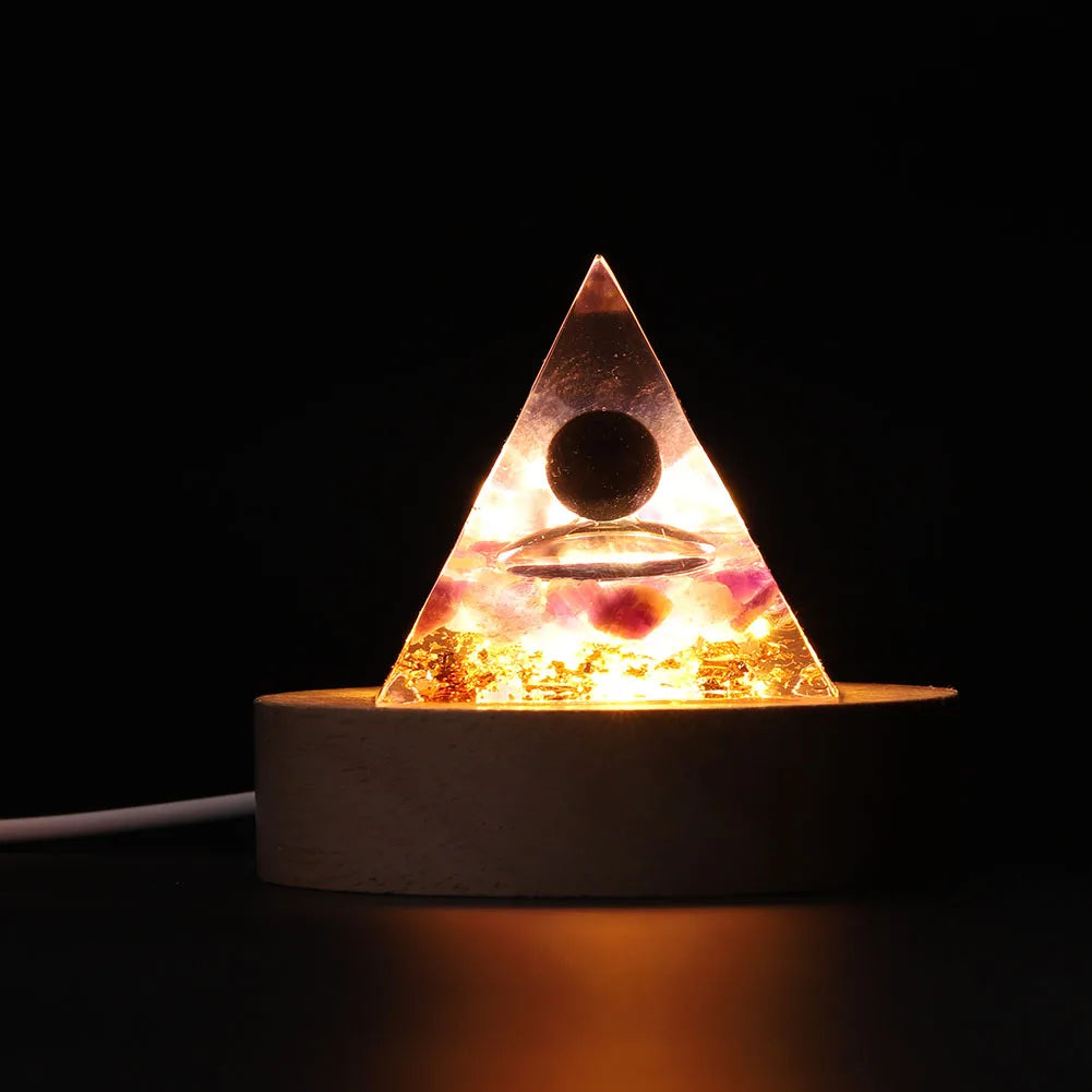 Orgone Pyramid with Natural Gemstone Crystals