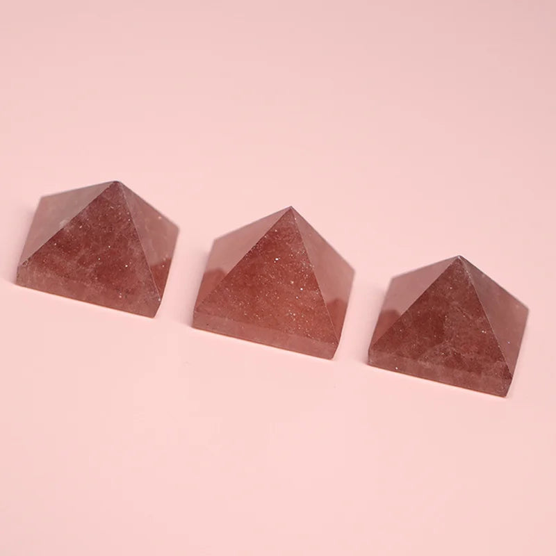 Natural Strawberry Quartz Crystal Healing Pyramid