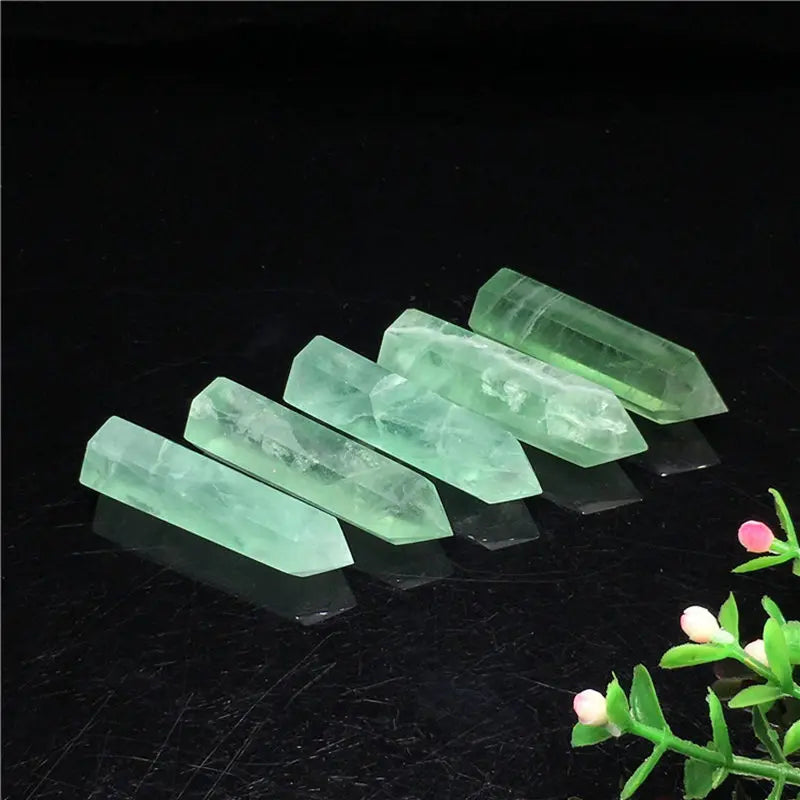 50-80mm Natural Green Fluorite Hexagonal Wand