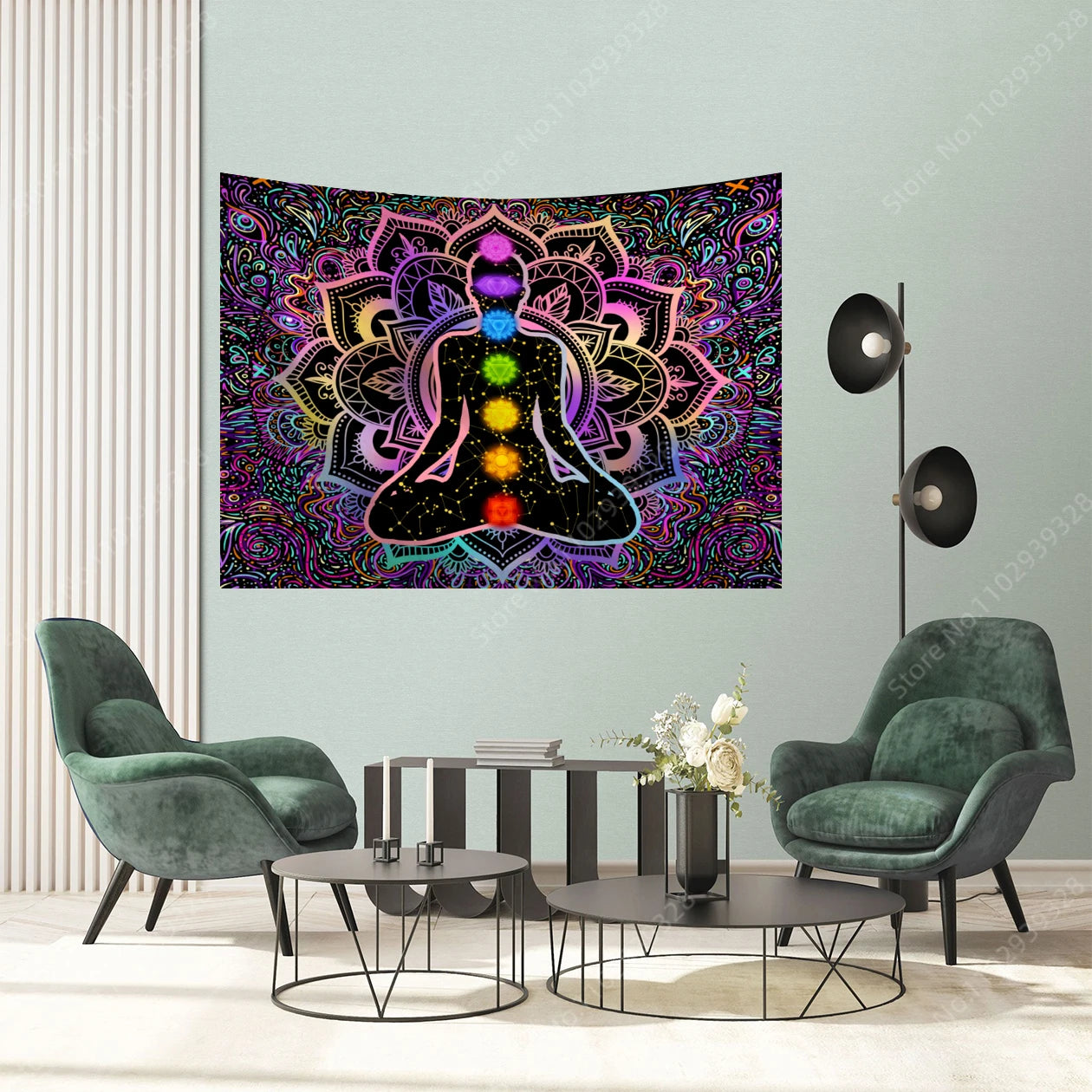 Uv Reactive Tapestry Mandala/Chakra Wall Hanging