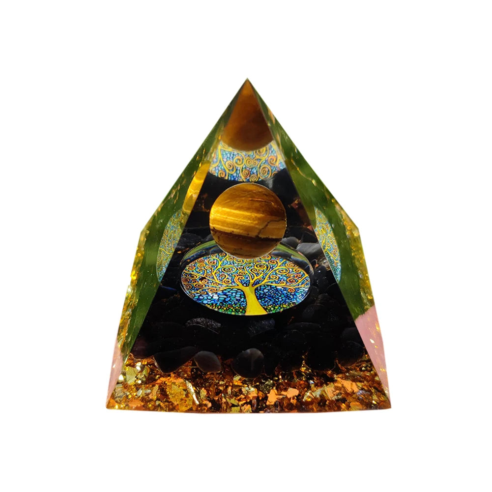 Orgone Pyramid with Natural Gemstone Crystals