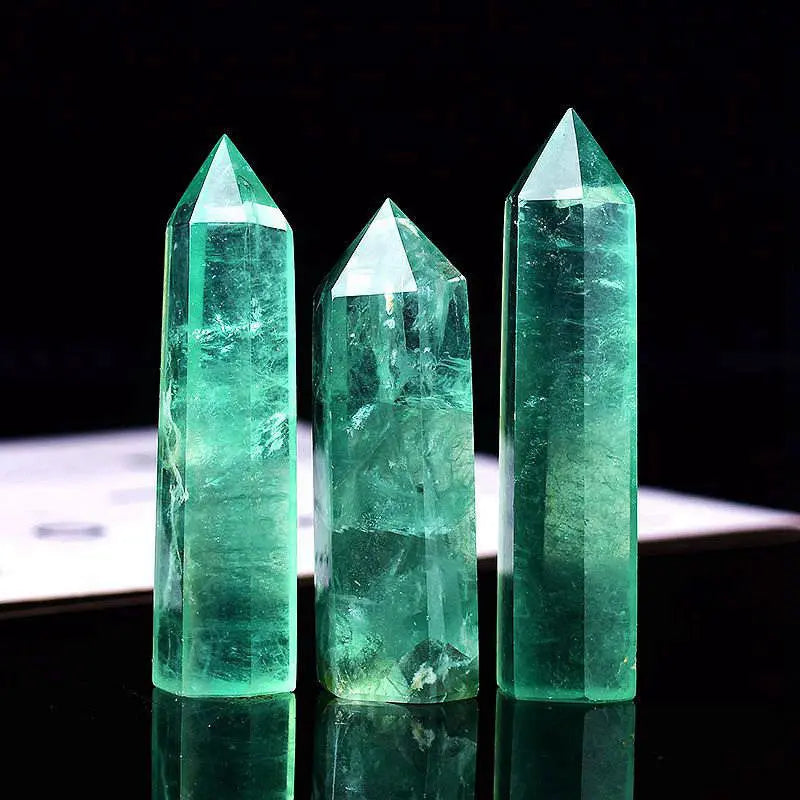 50-80mm Natural Green Fluorite Hexagonal Wand