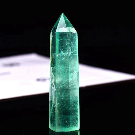 50-80mm Natural Green Fluorite Hexagonal Wand