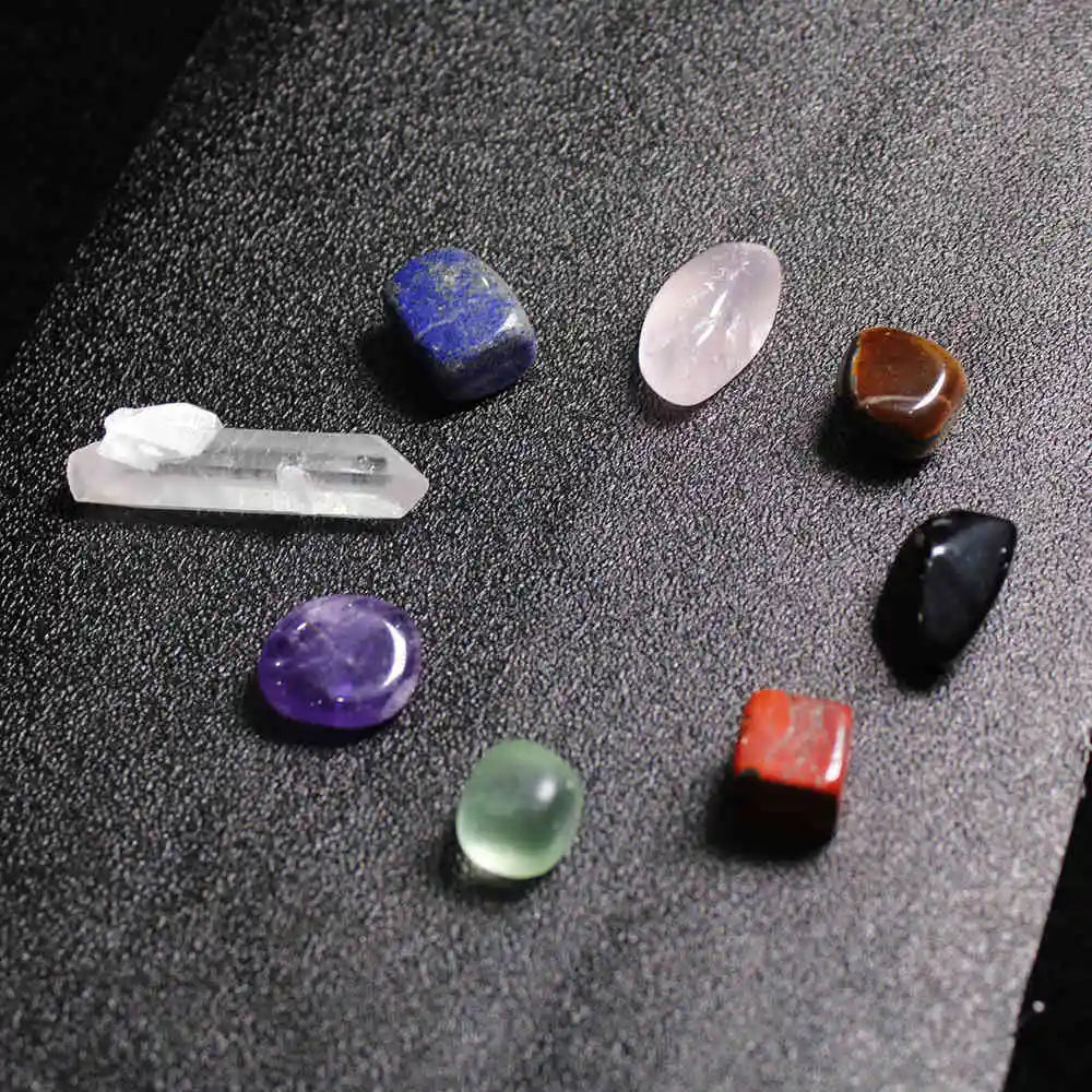 7-Chakra Natural Quartz Crystal Kit W/ Carry Pouch