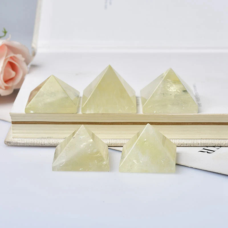 Natural Yellow Citrine Quartz Crystal Healing Pyramid