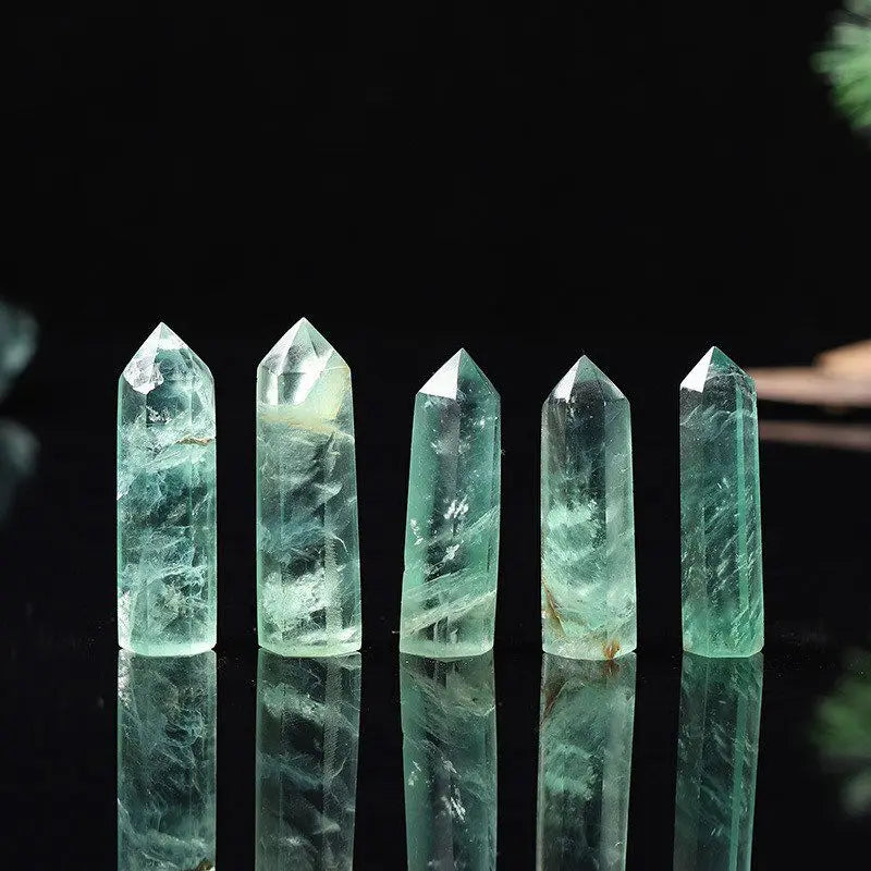 50-80mm Natural Green Fluorite Hexagonal Wand