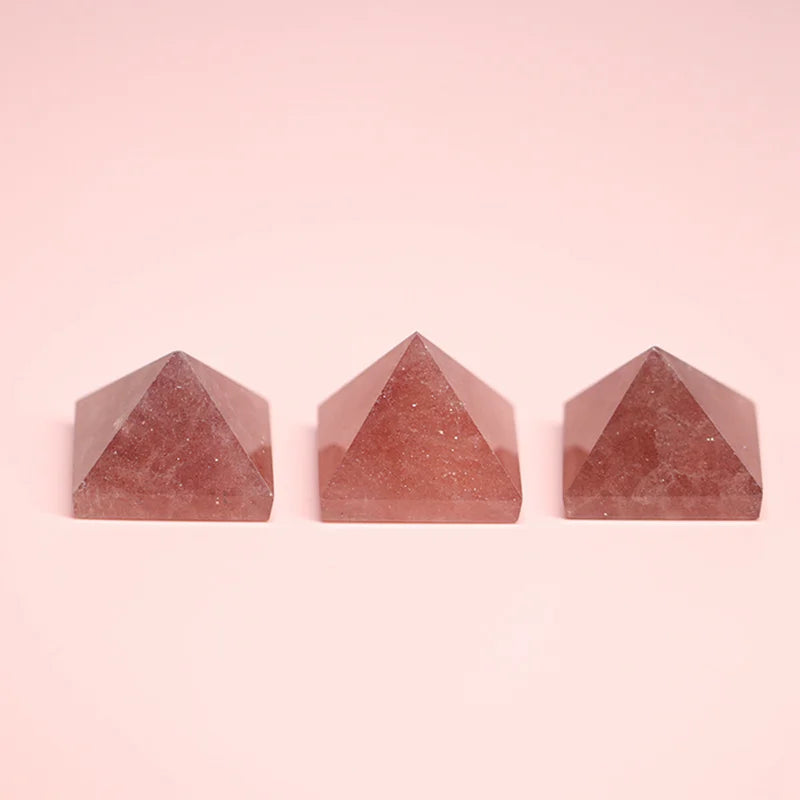 Natural Strawberry Quartz Crystal Healing Pyramid