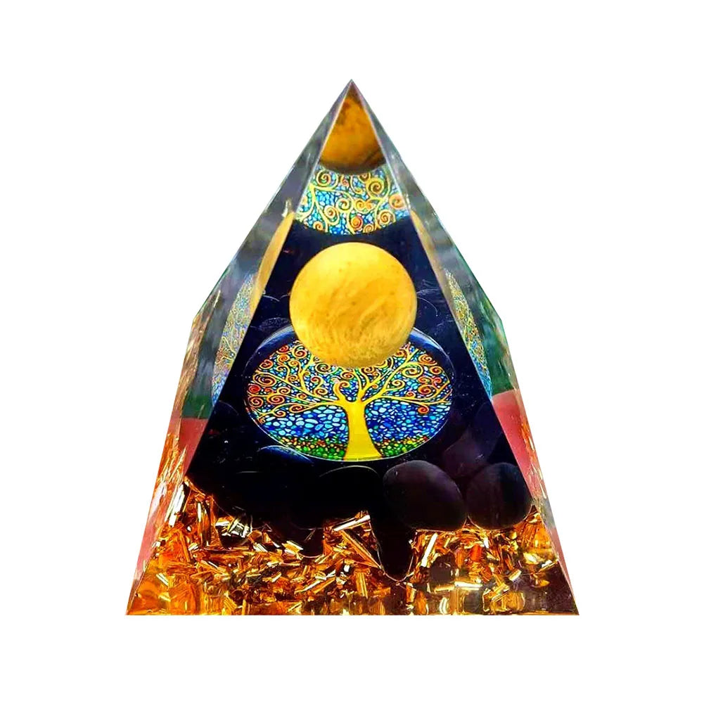 Orgone Pyramid with Natural Gemstone Crystals