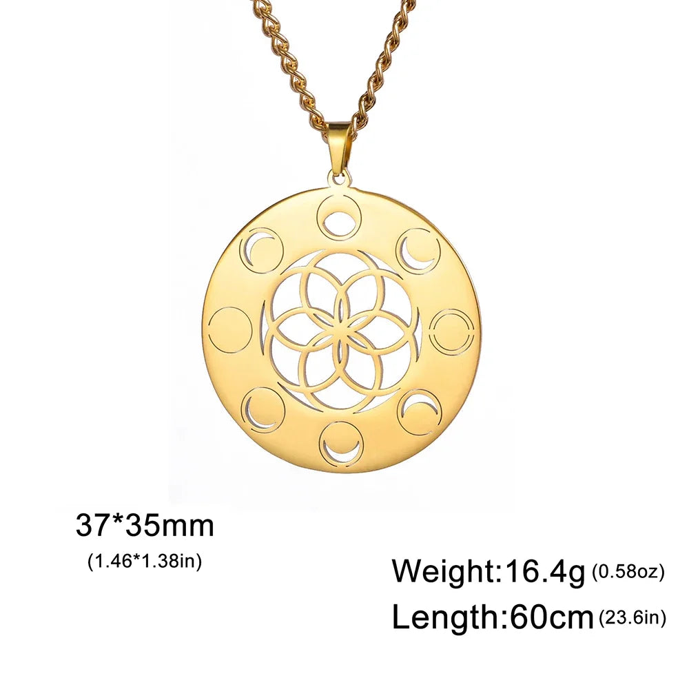 Seed of Life Necklace with Moon Phase