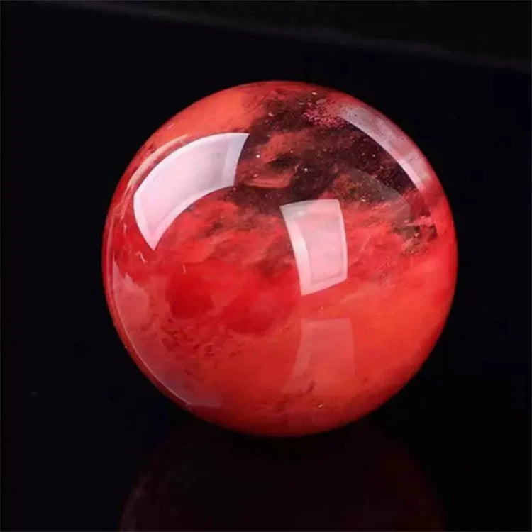 80mm Large Red Smelting Polished Quartz Crystal Sphere