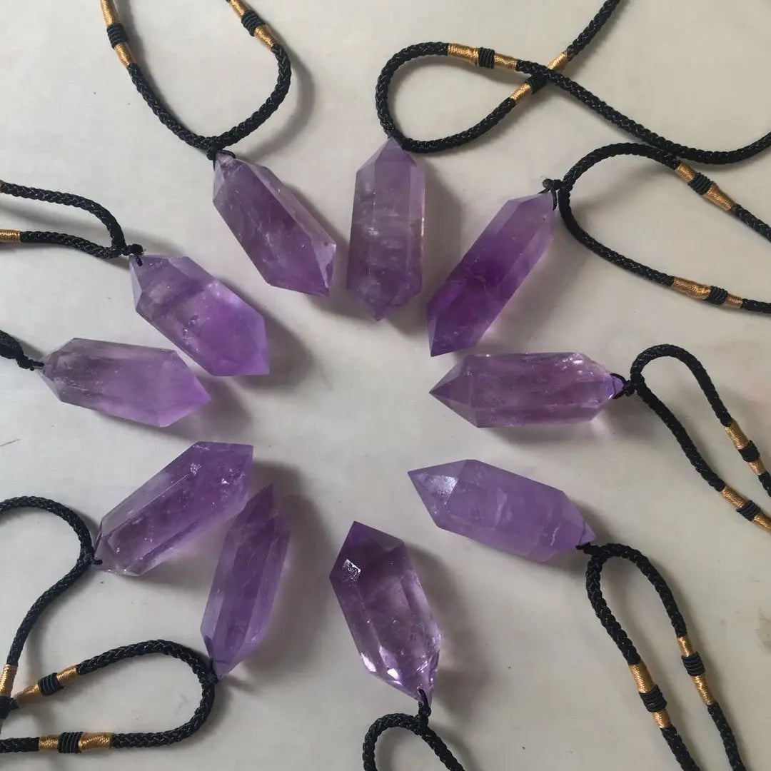 Natural Brazilian Amethyst Quartz Crystal Pendant