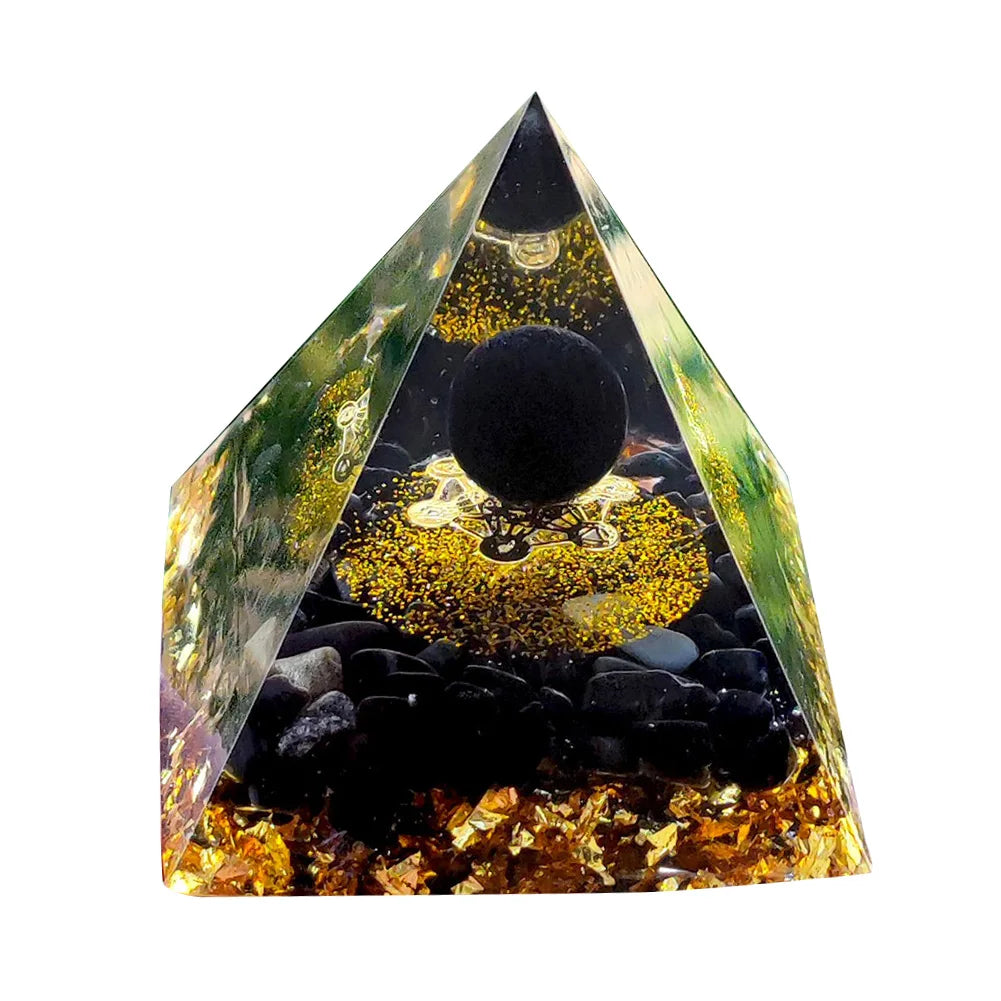 Orgone Pyramid with Natural Gemstone Crystals