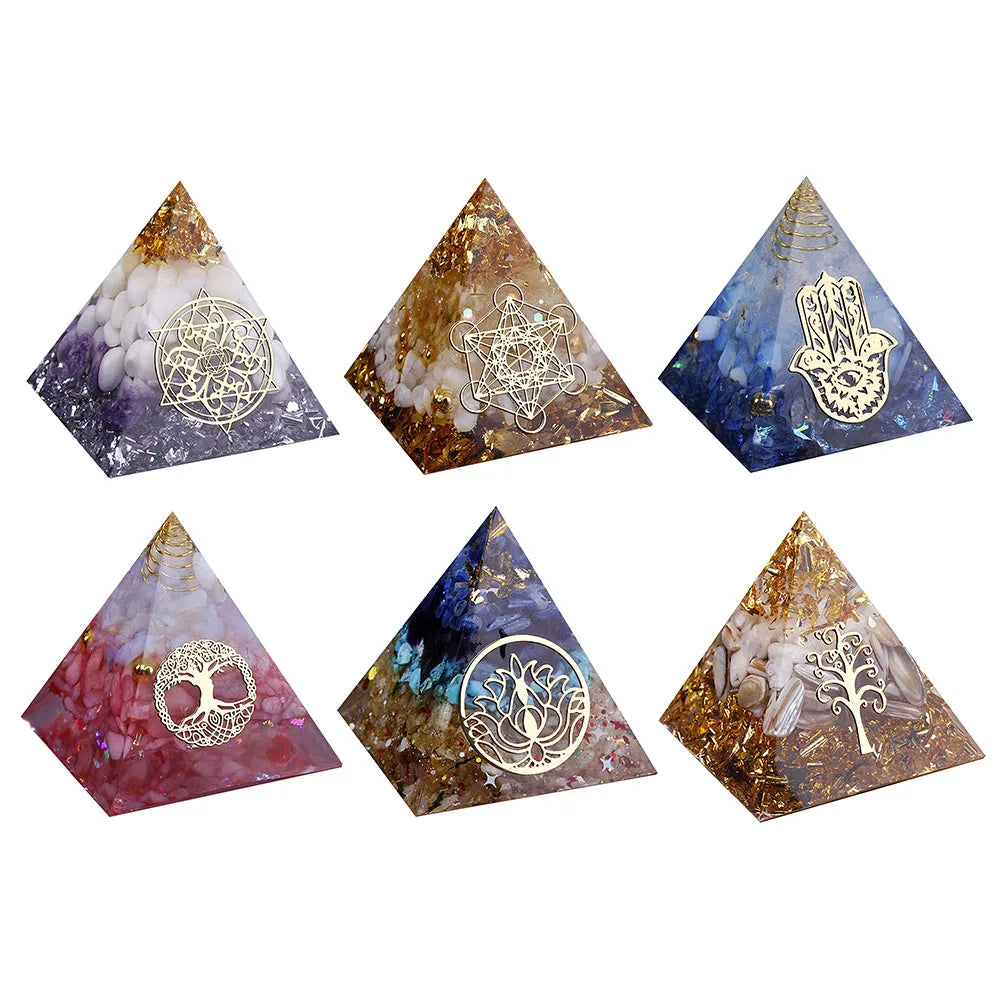 Orgone Pyramid with Natural Gemstone Crystals