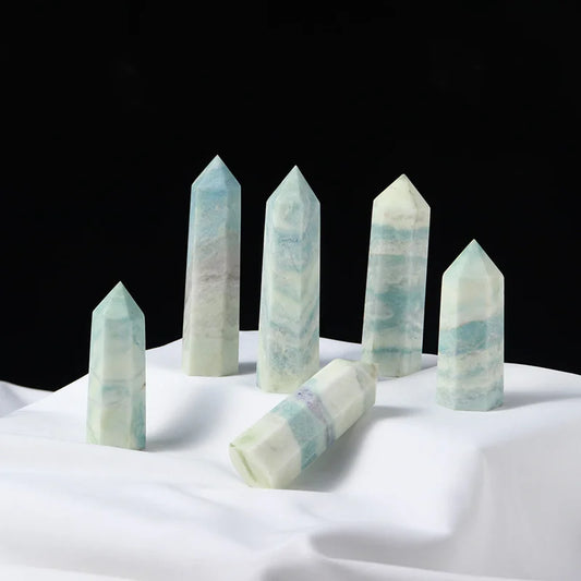 Natural Blue Caribbean Calcite Crystal Point Wand