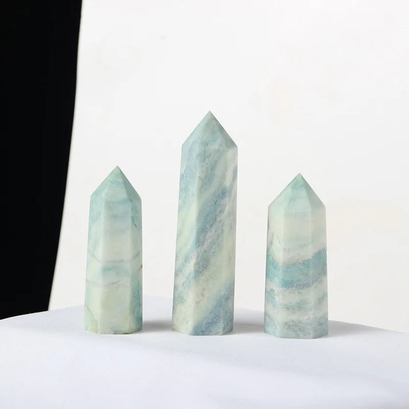 Natural Blue Caribbean Calcite Crystal Point Wand