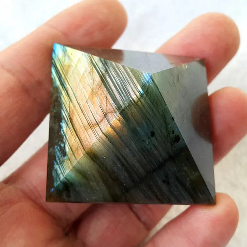 Natural Labradorite Moonstone Quartz Crystal Healing Pyramid