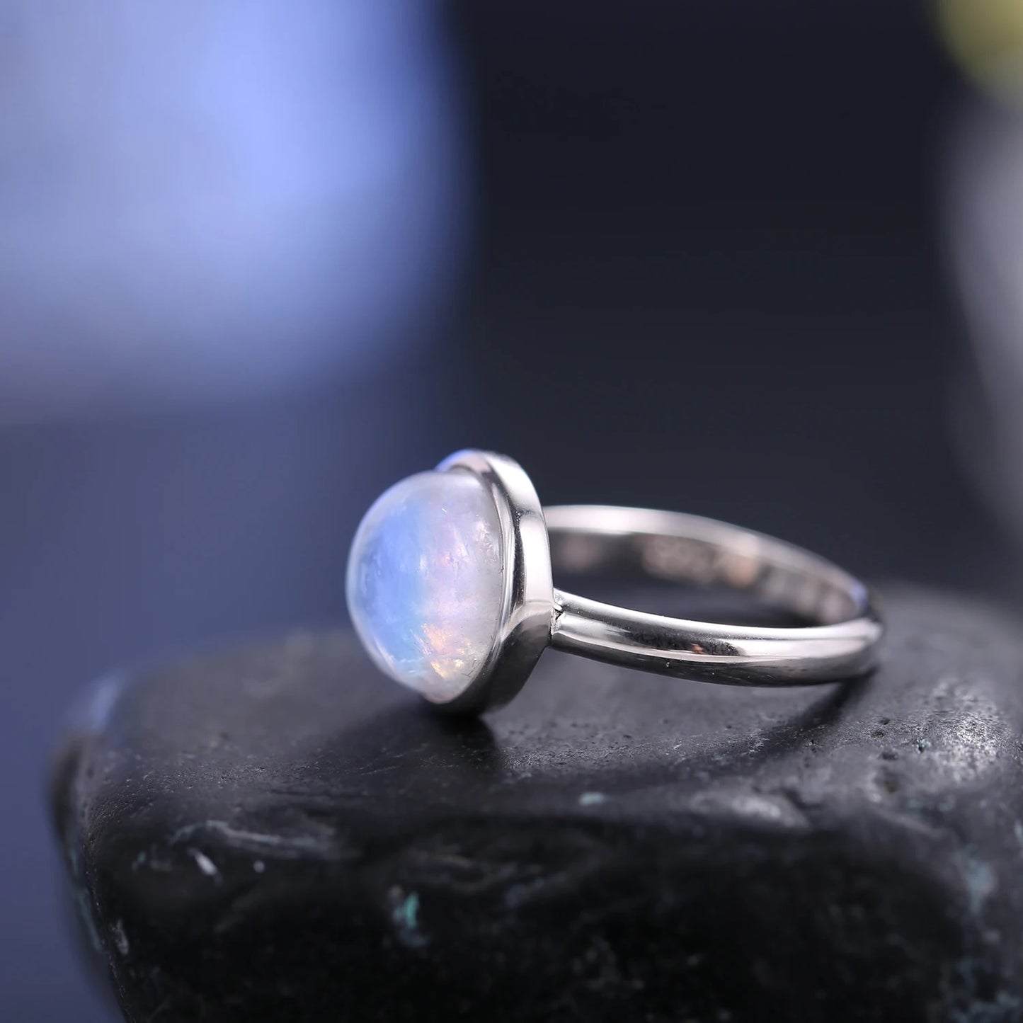 Natural Rainbow Moonstone, 925 Sterling Silver
