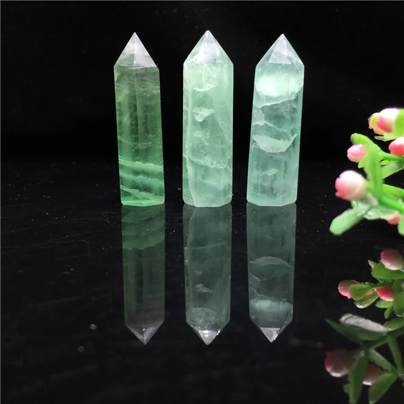 50-80mm Natural Green Fluorite Hexagonal Wand