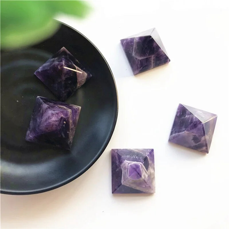 Amethyst Quartz Crystal Pyramid Healing Stone