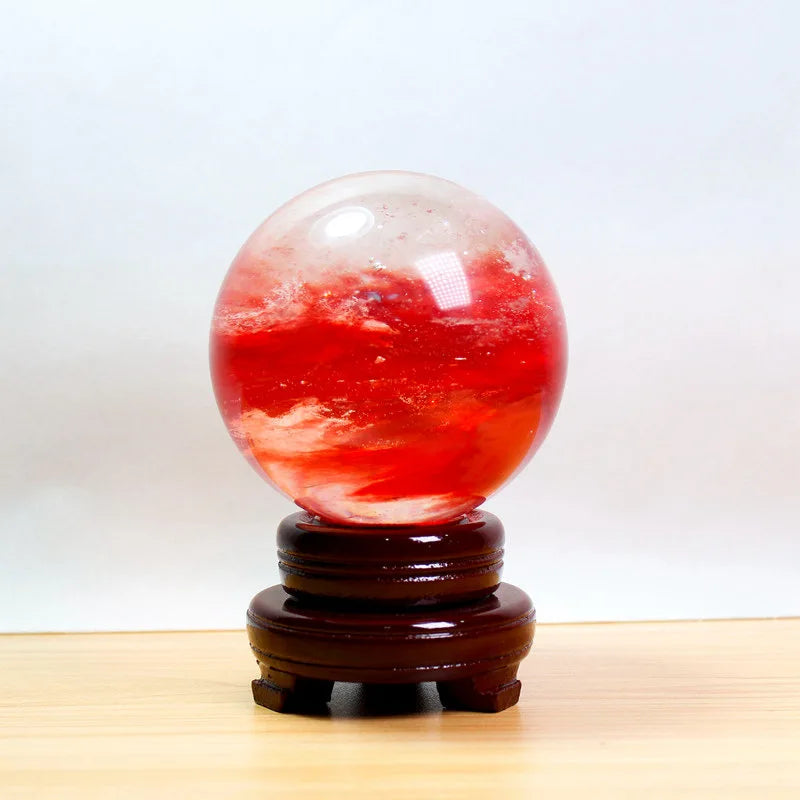 80mm Large Red Smelting Polished Quartz Crystal Sphere