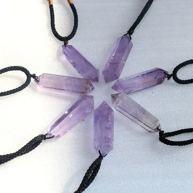 Natural Brazilian Amethyst Quartz Crystal Pendant