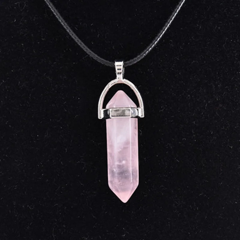 Natural Quartz Crystal Point Pendant Healing Stone