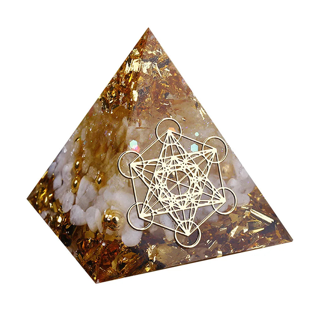 Orgone Pyramid with Natural Gemstone Crystals