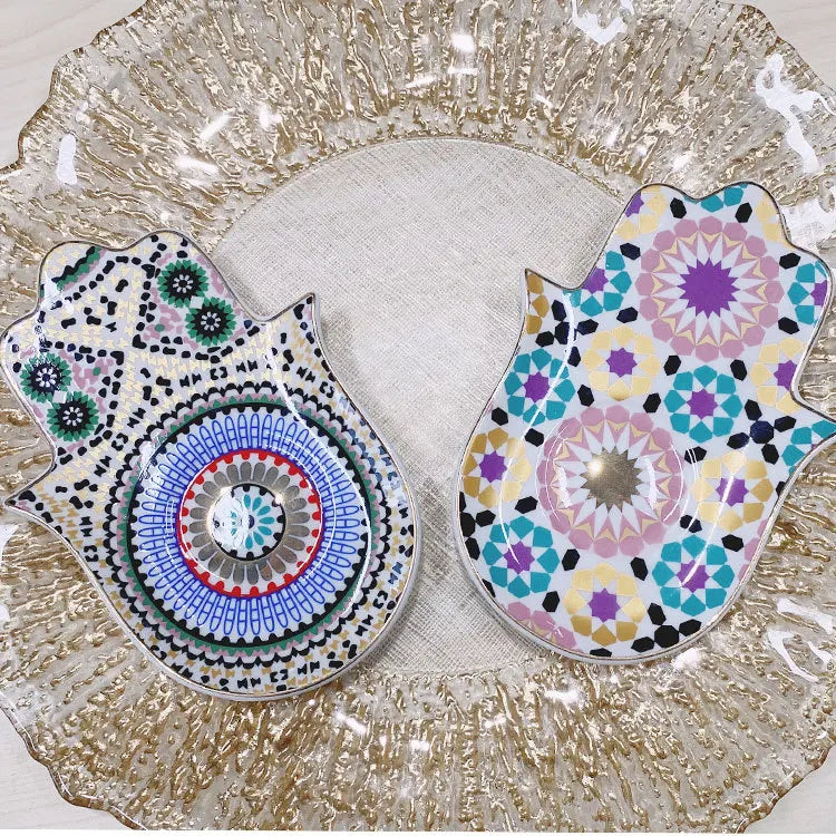 Ceramic Blue Evil Eye Hamsa Hand Jewelry Storage Tray