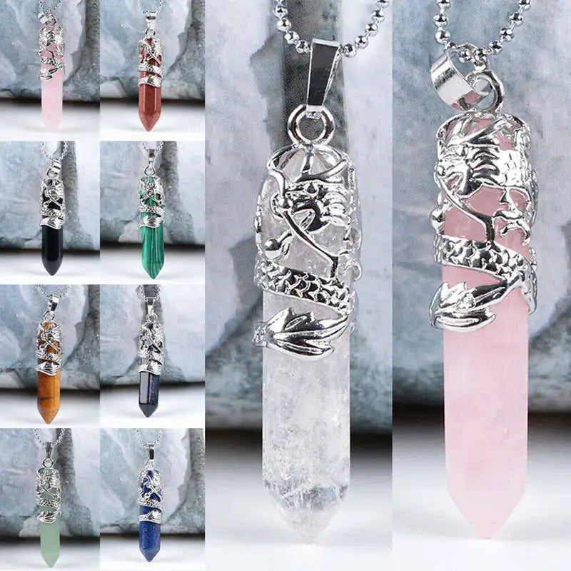 Clear Opal Amethyst Rose Quartz Pendant Crystal Point