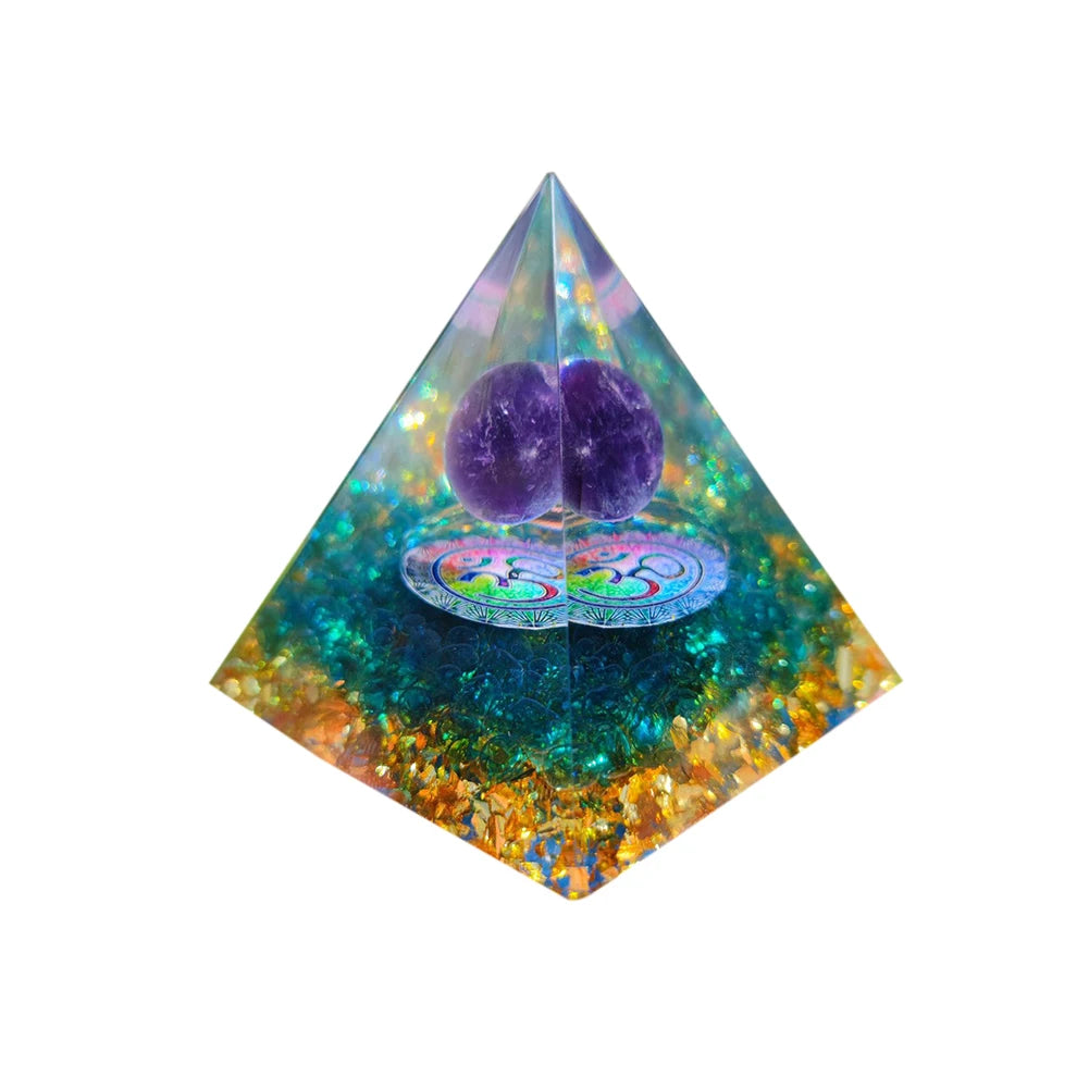 Orgone Pyramid with Natural Gemstone Crystals