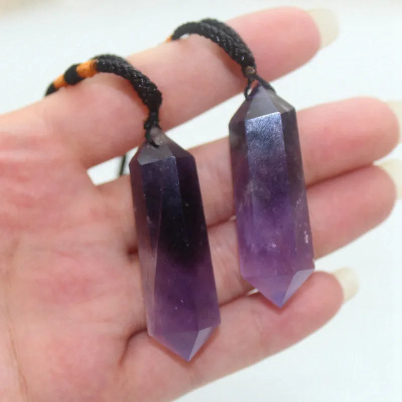 Natural Brazilian Amethyst Quartz Crystal Pendant