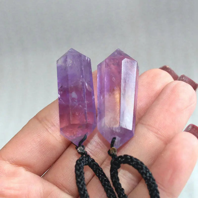 Natural Brazilian Amethyst Quartz Crystal Pendant