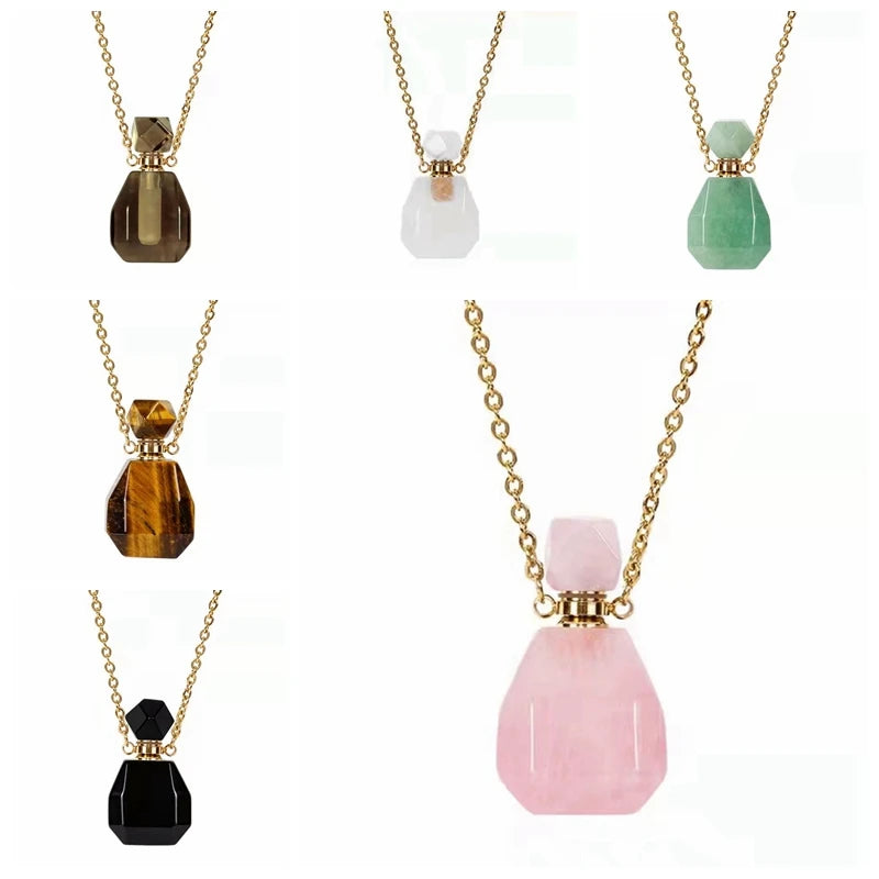 Natural Crystal Perfume Bottle Pendant