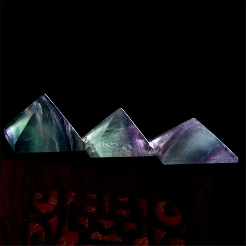 Raw Natural Rainbow Fluorite Quartz Crystal Pyramid