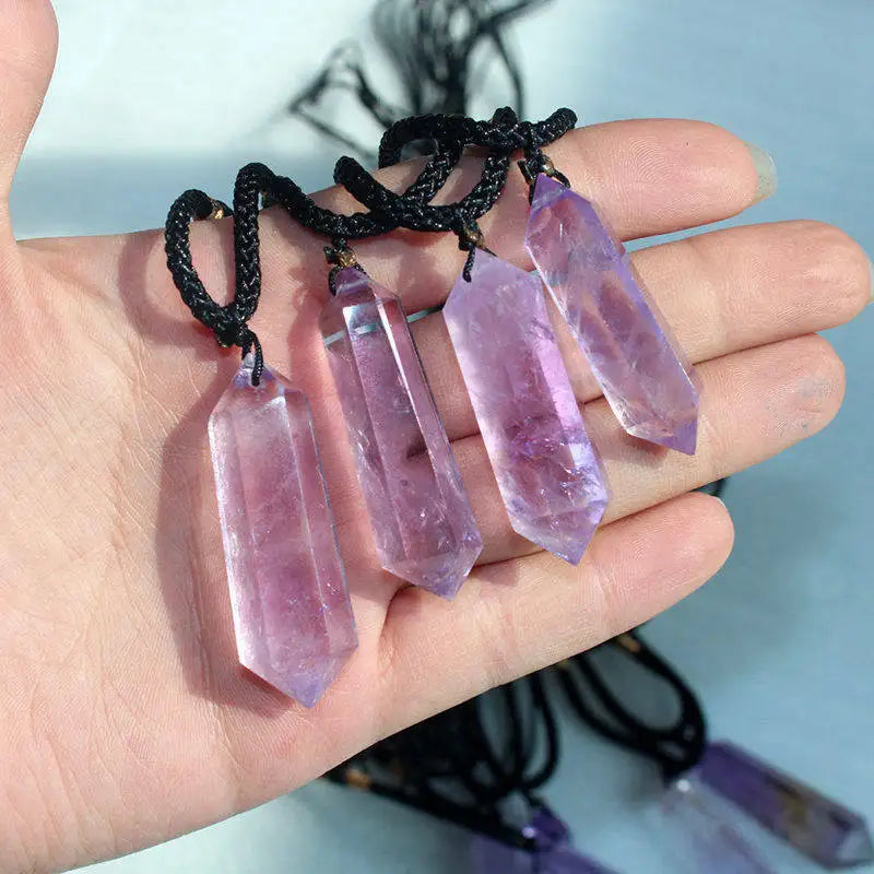 Natural Brazilian Amethyst Quartz Crystal Pendant