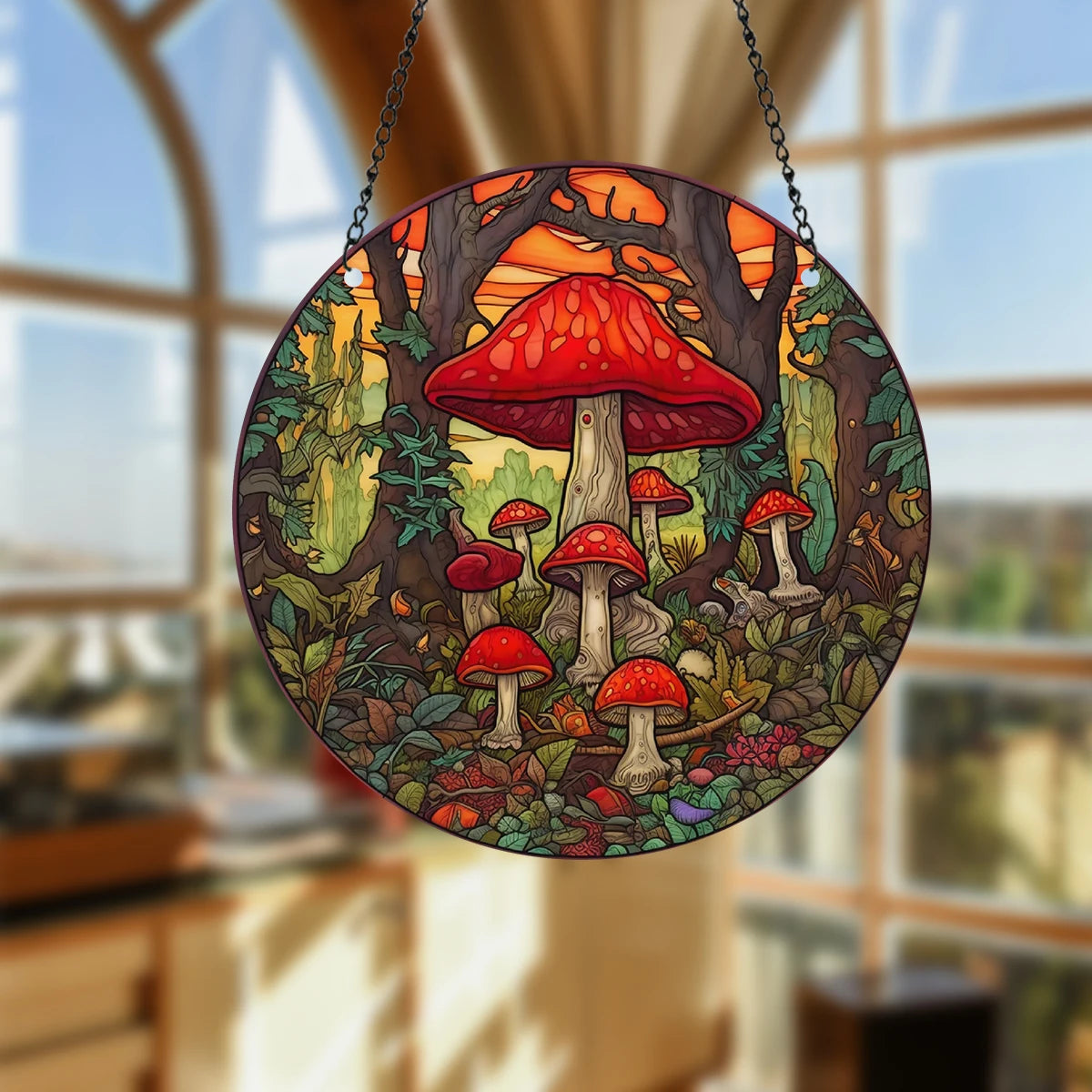 Mushroom Decor Painted Acrylic Suncatcher