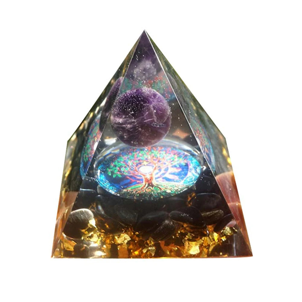 Orgone Pyramid with Natural Gemstone Crystals