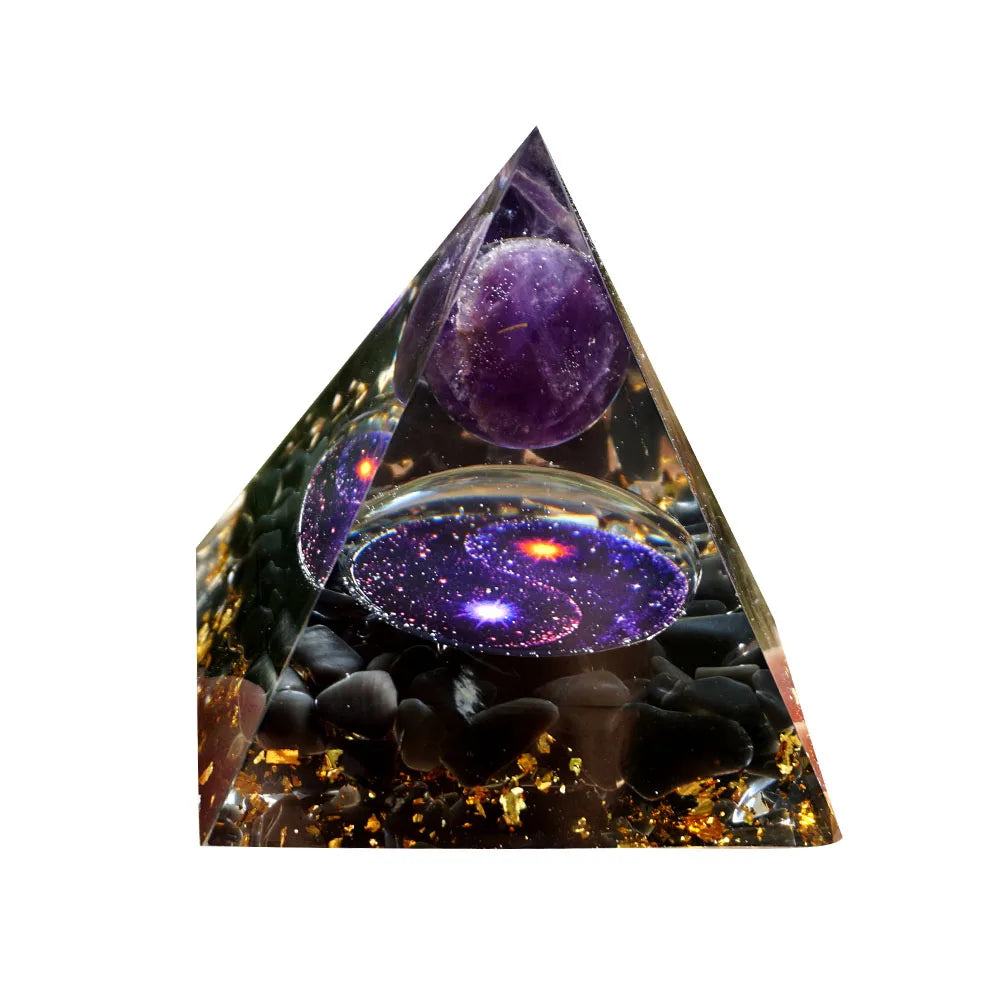 Orgone Pyramid with Natural Gemstone Crystals